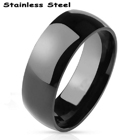 Women's Promise Ring - Black Stainless Steel - Girl's Band Ring - Picture 5 of 5